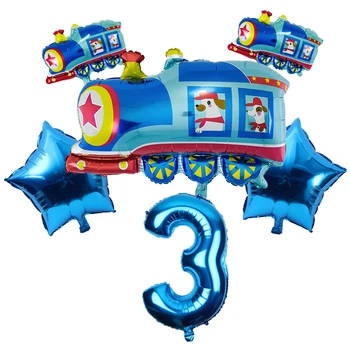 6pc vagão de Trem Balões Folha Globos de Carro do Tema para festas de Casamento Festa de Aniversário, Decoração, Brinquedos Balões de Chuveiro do Bebê Bola