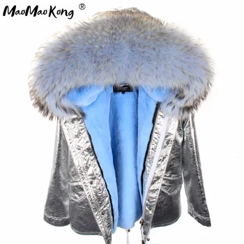 MAO MAO KONG 2020 Artificial casaco de pele Parkas mulher de casaco de inverno curto Mulheres de Pele Gola de casaco com capuz Algodão Casual Outwear Quente