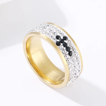 DOTIFI Para as Mulheres Anéis Vintage Preto e Branco Clássico entre a Moda do Casamento Jóia de Aço Inoxidável Festa de Dom Anel R38