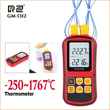 RZ Professional Medidor de Temperatura de medição Digital, Ferramenta Portátil de Temperatura do Testador Com o 2pcs de Termopar Usar Para Líquido
