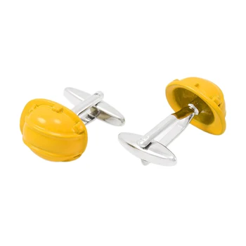 NVT Capacete Amarelo botão de Punho de Alta Qualidade, Botões de Punho Marca Novidade Mens Ligações de Punho de Jóias de Moda Livre de Gravura do Nome