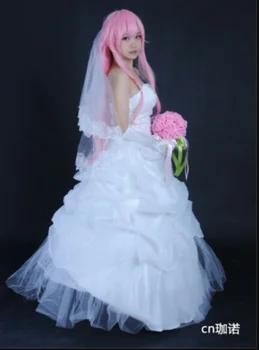 Futuro do Diário de Yuno Gasai de vestido Branco de casamento Futuro do Diário de Mirai Nikki cosplay fantasia