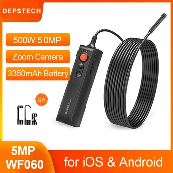 DEPSTECH 5.0 MP FHD sem Fio Endoscópio Zoomable Cobra de Câmera de Inspeção Industrial WiFi Boroscópio para iOS, Android Telefone e Tablet