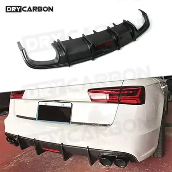 A Fibra de carbono Traseira Lábio Difusor, Com Lâmpada Para Audi A6 Sline S6 2013-2018 (Não para A6 Base ) de Barbatanas de Tubarão, Estilo pára-choque de Guarda