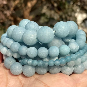 4 6 8 10 12 milímetros de Grânulos de Pedra Natural Fosco Azul Jades Espaçador Solta bolinhas Para Fazer Jóias DIY Pulseiras Acessórios