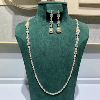 GODKI Grande Moda de Luxo gotas de água Instrução Conjunto de Jóias Para as Mulheres, a Festa de Casamento Cheia de Zircão Dubai Conjunto de jóias de Noiva