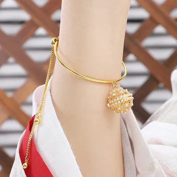 Estilo Chinês Palácio Pérola Requintado Bordado Bola Bracelete Retro Estilo Nacional Jóias Pulseira De Mulheres Hanfu Moda Jóias