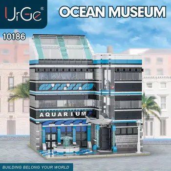 Novo MOC 10186 Cidade Street View Série Oceano Museu Aquário Arquitetônico de Construção de Blocos de Tijolos de Brinquedos Educativos Presentes de Aniversário