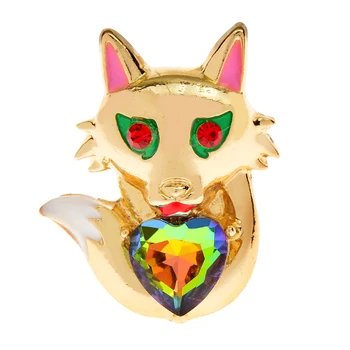 CINDY XIANG Pequeno Bonito Fox Broches Para as Mulheres Animal de Design Pino 2 Cores Disponíveis Coração de Cristal de Jóias de Alta Qualidade Novo 2022