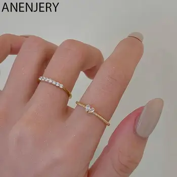 ANENJERY Delicado zircônia Cúbica Coração Anéis para Mulheres Meninas da Moda Abrir Anéis de Dedo de Jóias Novas