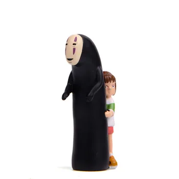 2 Peça/Conjunto uma Figura de Ação de Miyazaki Hayao a viagem de chihiro Chihiro Ogino Sen Abraço Sem Cara de Homem Decoração PVC Boneca Modelo de Anime