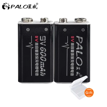 PALO 9V 600mAh Bateria Recarregável Li-ion bateria de 9V 6F22 bateria de lítio batteria de alta capacidade para guitarra brinquedos