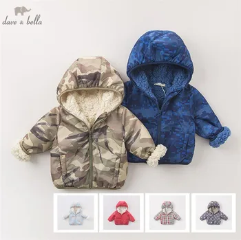 DB2858-B dave bella outono infantil bebê brasão de meninos roupas da moda meninos da criança impressão de casacos com Capuz para crianças alta qualidade