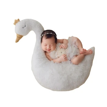 Q81A Bebê Recém-nascido Photoshoot Adereços Posando Travesseiros Swan Forma de Almofada Almofada para Criança Bebê Fotografia com Adereços, Acessórios
