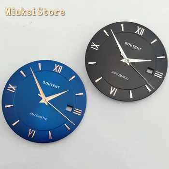 Goutent 33mm preto/branco/azul estéril mostrador do relógio+mãos ajuste Miyota 8205/8215/821A/82 série,Mingzhu DG2813 movimento