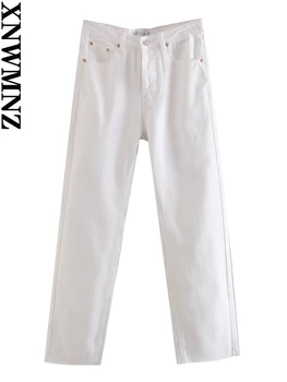 XNWMNZ, em 2022, as Mulheres formam a Reta de Cintura Alta Jeans Mulher Retro Bolso Rasgado Bainha Casual Bermudas Femininas Chique Jeans