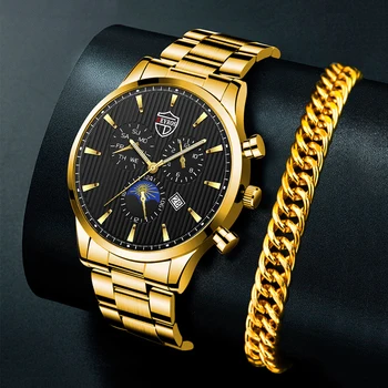 Negócios de luxo Relógios de Homens de Aço Inoxidável de Quartzo relógio de Pulso Masculino Pulseiras de Relógio Calendário Luminoso do Relógio relógio masculino