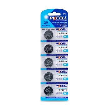 5Pcs PKCELL CR2016 3V Bateria de Lítio BR2016 DL2016 ECR 2016 Baterias Botão