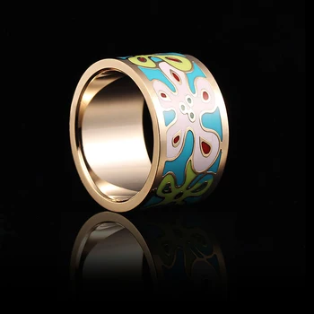 Alta qualidade Jóia do partido dubai esmalte Jóias anel de aço inoxidável do esmalte jóias esmalte colorido anel