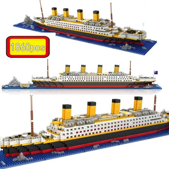 1860pcs RMS Titanic, Navio de Cruzeiro de Barco Modelo DIY Diamon Dassemblage Blocos de Construção de Mini Micro Tijolos Educativos Brinquedos Presentes