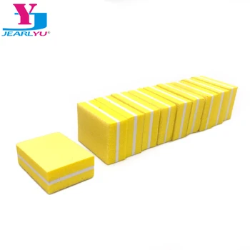 20Pcs/monte Amarelo Mini Esponja limas para Unhas Polidor de Lixagem Intermédia de Ferramentas de Manicure Gel UV Verniz de Lado Duplo Dicas de Salão de Acessórios