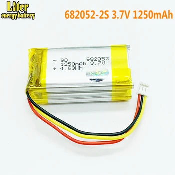 682052-2S 3,7 V 1250 mAh Bateria de polímero de Lítio de 1,5 MM 3 plugue do Fio Para animal de Estimação, GPS, cão de Caça GPS DVR MP3 MP4 682052
