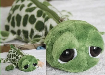 Brinquedo de pelúcia bonito 1pc de 25cm criativa grande olho verde tartaruga tartaruga do saco caixa de lápis de pelúcia presente das crianças