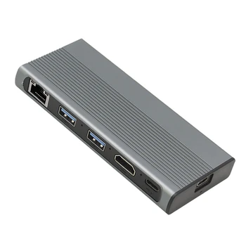 Hub USB C M. 2 SSD Gabinete Compatível com HDMI+USB3.1+RJ45+PD-Tipo C Docking Station para M. 2 NVME NGFF SSD para