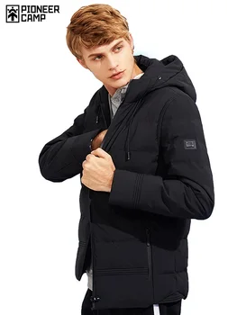 Pioneiro de campo novo grosso casaco de inverno homens marcas de roupa com capuz casaco masculinos de qualidade superior, preto sólido parkas jaqueta AMF705280