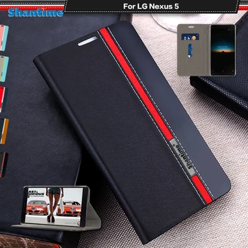 De luxo, capa de Couro PU Para o LG Nexus 5 Flip Case Para o LG Nexus 5 da caixa do Telefone de TPU Macio de Silicone Tampa Traseira
