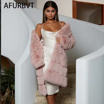 2022 Venda Quente de Inverno Quente Casaco de Moda Fox Casaco de Pele de Tamanho Grande de Mulheres Falso Casaco de Pele de Mulheres de cor-de-Rosa Preto 6XL
