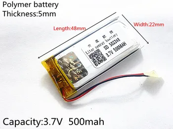 3,7 V 500mAh 502248 de Polímero de Lítio Li-Po li Bateria Recarregável de íon de células Para Mp3 MP4 MP5 GPS, PSP, celular bluetooth