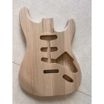 ST Estilo de Cinzas de Madeira de Guitarra Elétrica de Corpo Inacabado, sem pintura Luthier DIY Kit Guitarra Semi Oca Barril Guitarra Parte