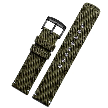 20mm de Lona + couro fundo preto pulseira de armygreen cáqui de nylon, correia de relógio para o Cidadão AW5005 AW1365 homens da pulseira
