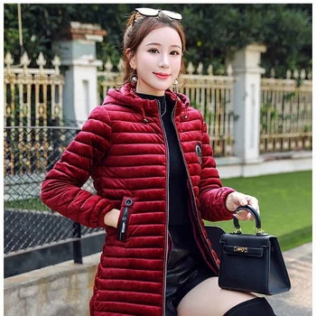 Roupas para Mulheres de comprimento Médio coreano Estilo Slim-encaixe de Inverno Grosso Acolchoado Jaqueta Mulher Casacos de Inverno