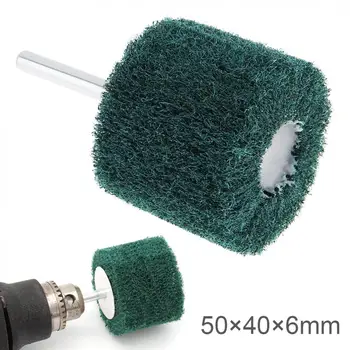 6MM Haste Aba de Fibra de Moagem de Cabeça Roda Abrasiva Mini Escova de Broca esponja de Nylon Polimento de Moer a Cabeça Ferramentas Para Metal Limpo