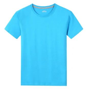Verão Novo 100% Algodão T-Shirt dos Homens Sólido Tecido de Toque Suave Básica Tops de Moda Casual T-Shirts