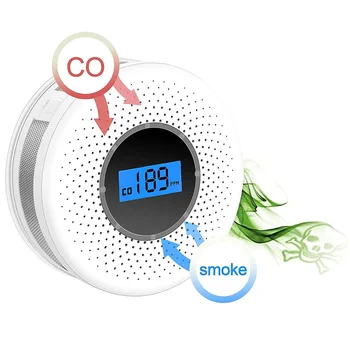 Combinação de Fumaça e Detector de Monóxido de Carbono com a Exibição, Pilhas de Fumaça CO Detector de Alarme