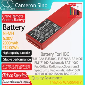 CameronSino Bateria para HBC FUB10AA Radiomatic FUB10XL BA14061 PM471560 Fub06 Eex se encaixa HBC BA213020 Guindaste a pilha do Controle Remoto