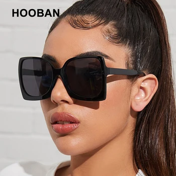 HOOBAN Moda Oversize Óculos de sol das Mulheres da Marca do Designer Praça de Óculos de Sol Para mulheres do Vintage Gradiente Exterior UV400 Óculos