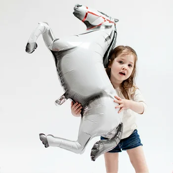 Grande Cavalo Branco Balões Folha Feliz Festa De Aniversário, Decoração De Suprimentos Balão De Mylar Animal Do Chuveiro De Bebê Fazenda Hélio Globos