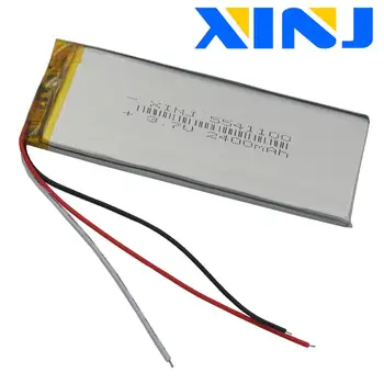 XINJ 2400 mAh 3,7 V 3 Fios Termistor de Polímero de Lítio de LiPo Bateria de Li 5541100 Para GPS DashCam LED PDA MEADOS de ipod DVD Tablet PC