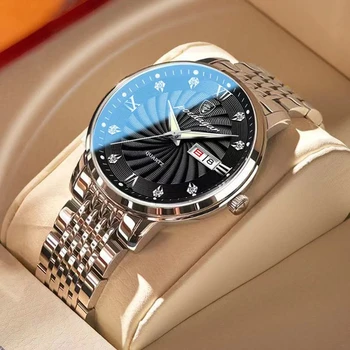 2022 Nova Marca Top De Luxo, Relógios Mens Luminosa Impermeável Relógio De Aço Inoxidável De Quartzo Homens Calendário De Data De Negócios Relógio De Pulso