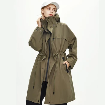 2022 outono inverno novo ferramental jaqueta, casaco casual solta bf cintura magro moda longo casaco mulheres