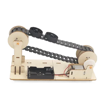 DIY Kit de Materiais de Madeira Elétrico Transportador Transportador de Correia de Modelo Para a HASTE de Brinquedo de Física, Ensino de Ciências Montado