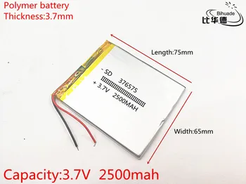 3,7 V,2500mAH,376575 PLIB; polímero de lítio ion / Li-íon da bateria para o GPS,mp3,mp4,mp5,dvd