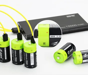 Venda quente ZNTER 1,5 V 3000mAh bateria recarregável C tamanho de USB recarregável de polímero de lítio bateria carregada por cabo Micro USB