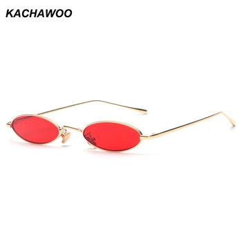 Kachawoo vintage pequena armação de óculos de sol dos homens oval, armação de metal ouro vermelho mens retro óculos de sol para mulheres 2018 uv400