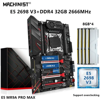 MAQUINISTA MR9A PRO MAX placa-Mãe LGA 2011-3 Kit Xeon E5 2698 V3 CPU Processador de 32 G=8Gx4 DDR4 2666MHz Combinação de Memória NVME M. 2