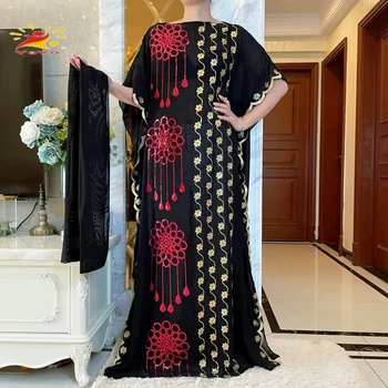2021 Nova Dubai Abayas Para Mulheres Elegantes Hijab Vestido Preto Turquia Muçulmana Caftan Marocain Paetês Bordados De Vestuário Islâmico
